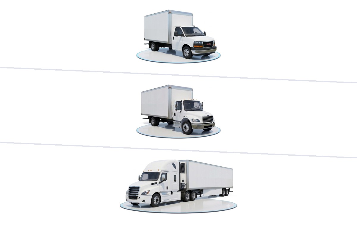 Dash Expedite fleet — cargo van, straight truck and Class 8 semi